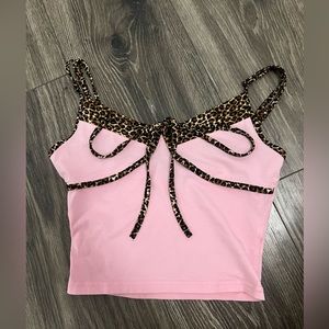 SHEIN Pink and Cheetah Print Top